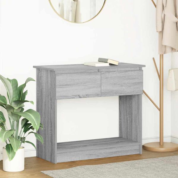 vidaXL Console Table with Drawers Grey Sonoma 85.5x38.5x74.5 cm