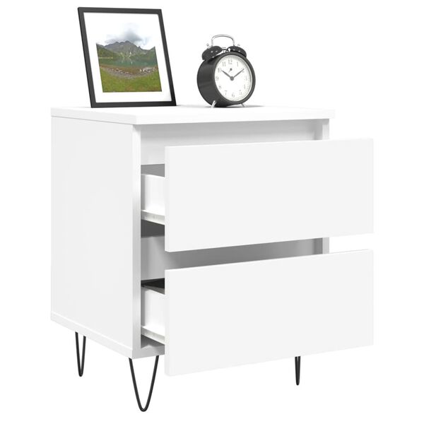 vidaXL Bedside Cabinet White 40x35x50 cm Engineered Wood