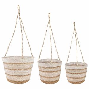vidaXL 3 pcs Natural ,White and Beige &Oslash;26 x 19 cm 100% Seagrass