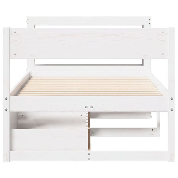 vidaXL Bed Frame without Mattress White 75x190 cm Small Single Solid Wood Pine