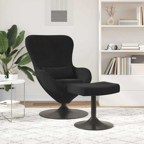 vidaXL Egg Chair with Footstool Black 63 x 73 x 90 cm Velvet
