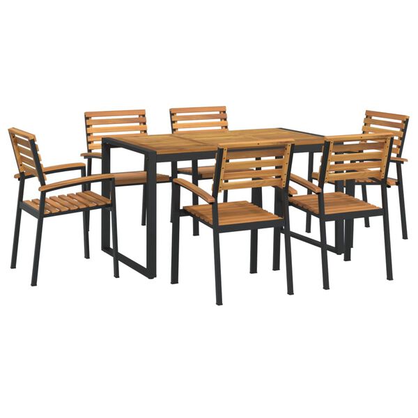 vidaXL 7 Piece Garden Dining Set Solid Wood Acacia and Metal
