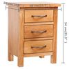 vidaXL Nightstand with 3 Drawers 40x30x54 cm Solid Oak Wood