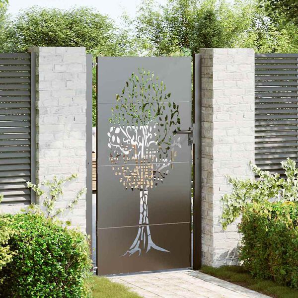 vidaXL Garden Gate with Lock Black 100 x 175 cm Powder-coated steel