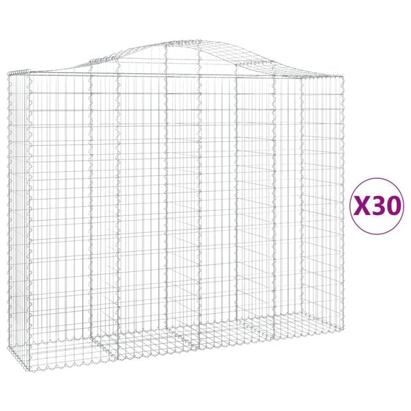vidaXL Arched Gabion Baskets 30 pcs 200x50x160/180 cm Galvanised Iron