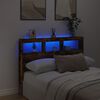 vidaXL Headboard Cabinet with LED Smoked Oak 140x17x102 cm