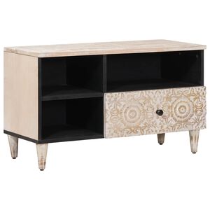 vidaXL TV Cabinet White 80 x 33.5 x 46 cm Solid Mango Wood