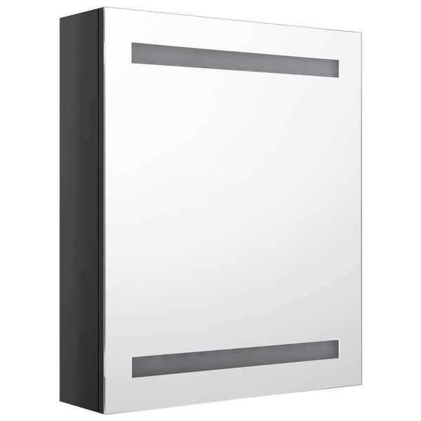 vidaXL LED Bathroom Mirror Cabinet Shining Black 50x14x60 cm
