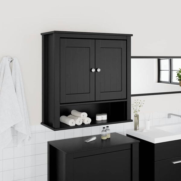 vidaXL Bathroom Wall Cabinet BERG Black 69.5x27x71.5 cm Solid Wood