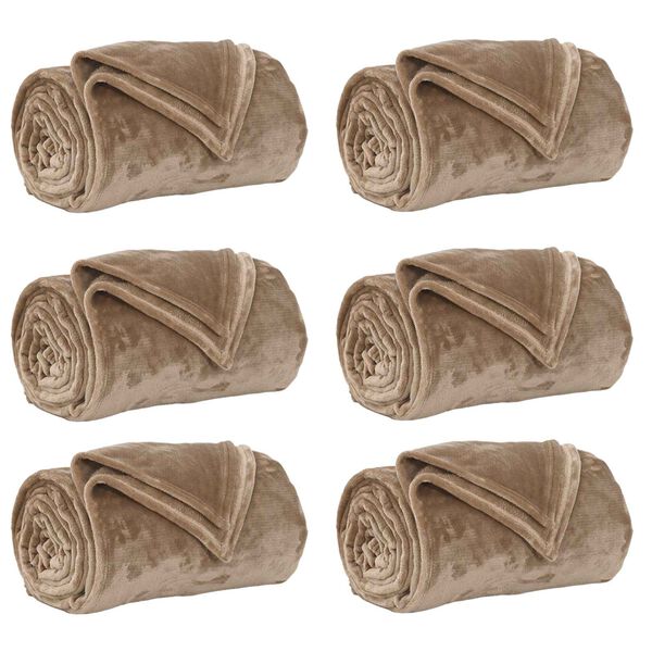 vidaXL Throw Blankets 6 pcs Camel 240 x 270 cm Fleece