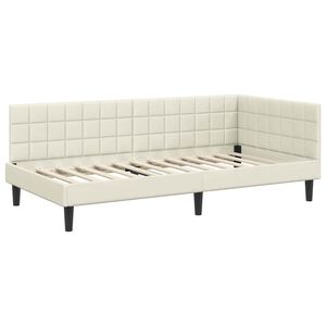 vidaXL Corner Bed Frame with Headboard Cream 90 x 200 cm Velvet