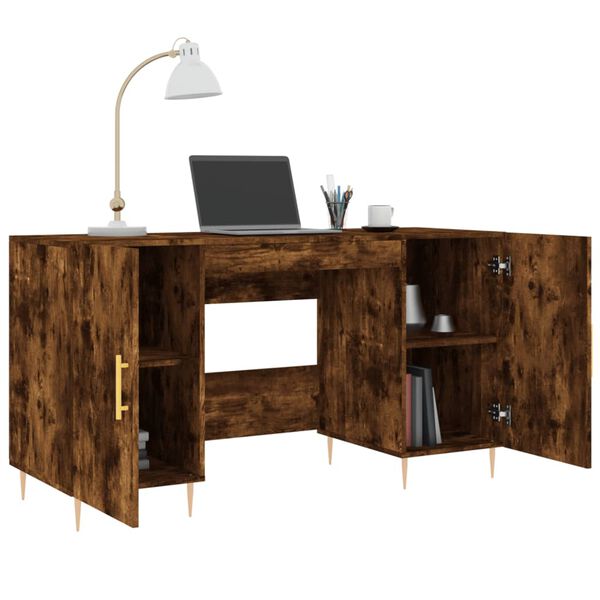 vidaXL Desk Smoked Oak 140x50x75 cm Engineered Wood