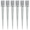 vidaXL Ground Spikes 6 pcs Silver 9x9x75 cm Galvanised Steel