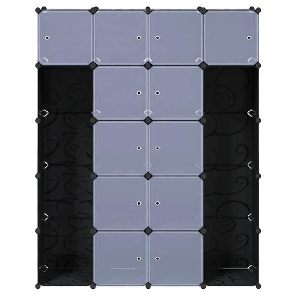 vidaXL Modular Cabinet 14 Compartments Black and White 37x146x180.5 cm