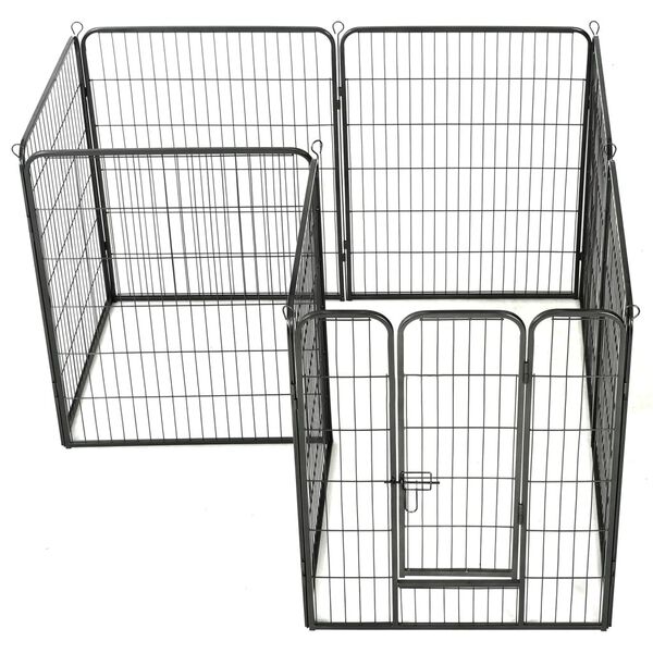 vidaXL Dog Playpen 8 Panels Steel 80x100 cm Black