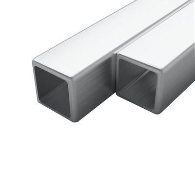 vidaXL 2x Stainless Steel Tubes Square Box Section V2A 2m 25x25x1.9mm