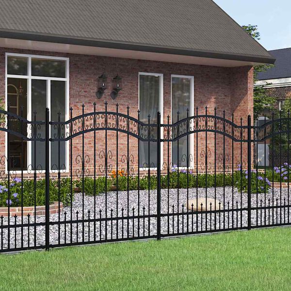 vidaXL Garden Fence Kampen with Spear Top Black 240x125 cm Steel