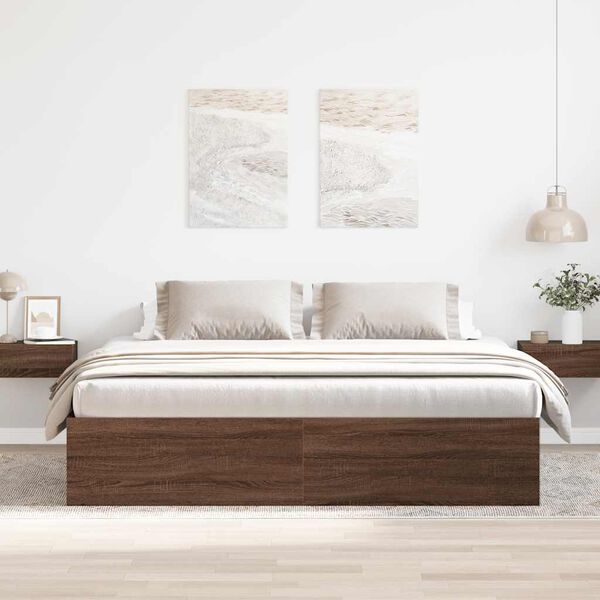 vidaXL Bed Frame without Mattress Brown Oak 180x200 cm Super King Super King Size
