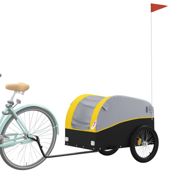 vidaXL Bike Trailer Black and Yellow 45 kg Iron