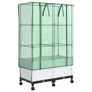 vidaXL Garden Planter with Greenhouse Cover&Wheels 2 pcs White PP