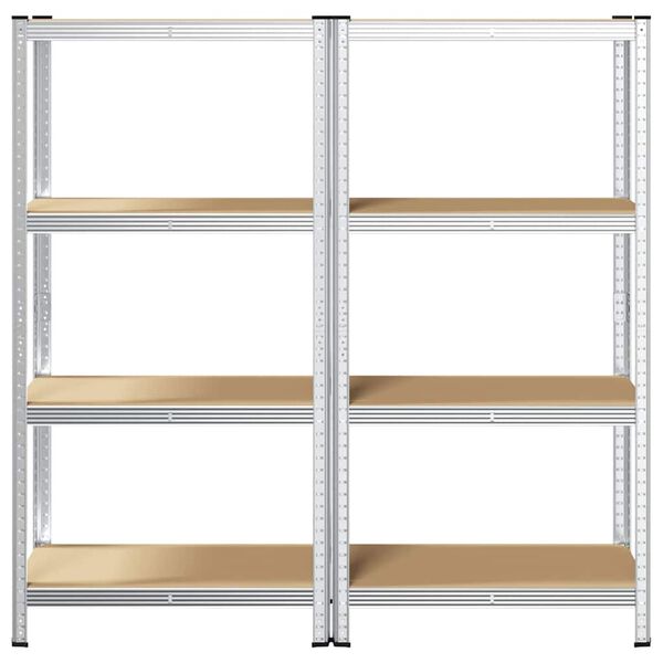 vidaXL 4-Layer Storage Shelves 2 pcs Silver Steel&Engineered Wood