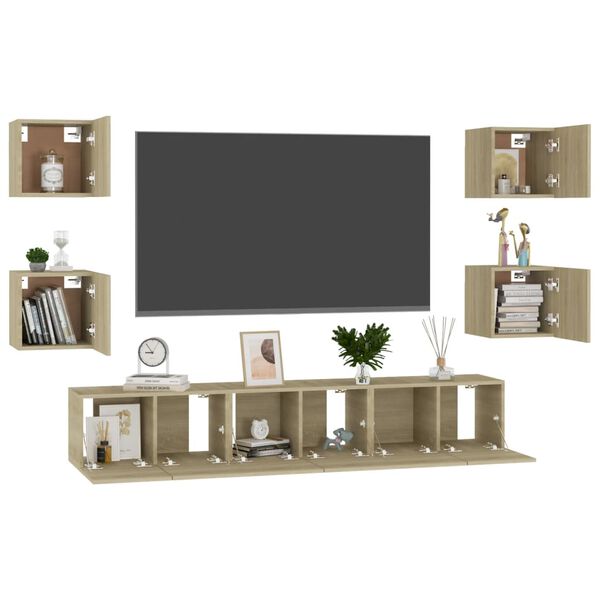 vidaXL 7 Piece TV Cabinet Set Sonoma Oak Engineered Wood
