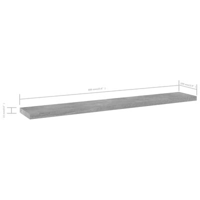vidaXL Bookshelf Boards 4 pcs Concrete Grey 60x10x1.5 cm Engineered Wood