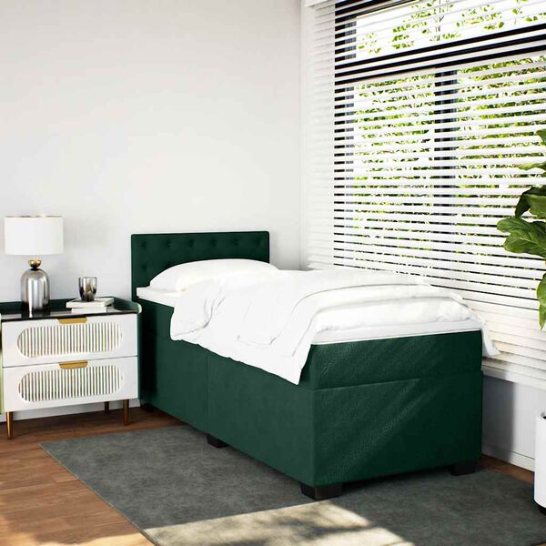 vidaXL Box Spring Bed with Mattress Dark Green 80x200 cm Velvet