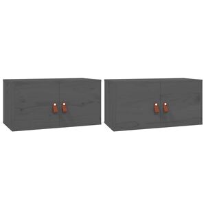 vidaXL Wall Cabinets 2 pcs Grey 60x30x30 cm Solid Wood Pine