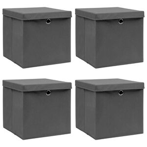 vidaXL Storage Boxes with Lids 4 pcs Grey 32x32x32 cm Fabric