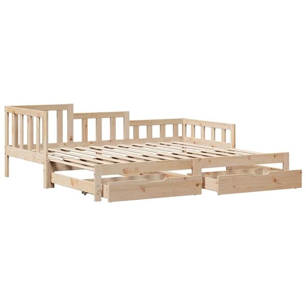 vidaXL Daybed with Trundle and Drawers without Mattress 90x200 cm