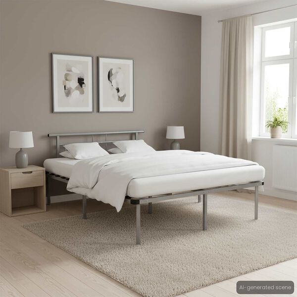 vidaXL Bed Frame without Mattress Grey Metal 140x200cm