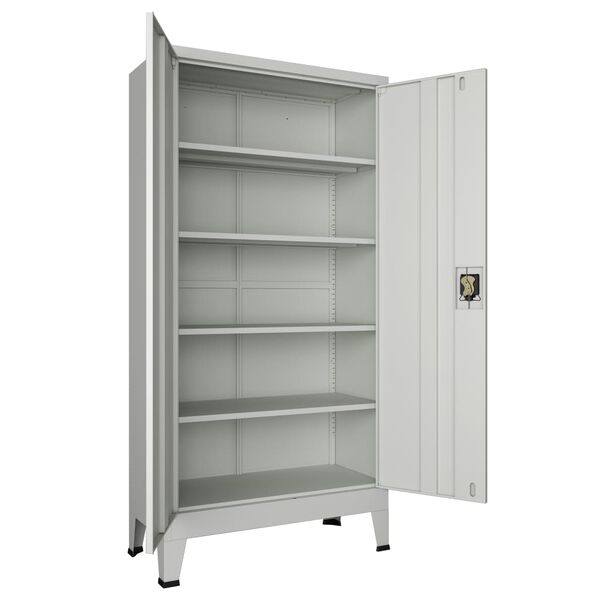 vidaXL Office Cabinet with 2 Doors Steel 90x40x180 cm Grey