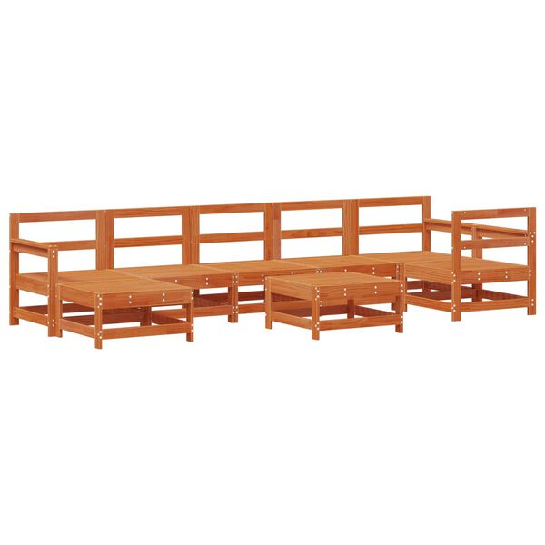 vidaXL Garden Lounge Set 8 pcs Wax Brown Solid Pine Wood