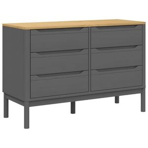 vidaXL Chest of Drawers "FLORO" Grey Solid Wood Pine