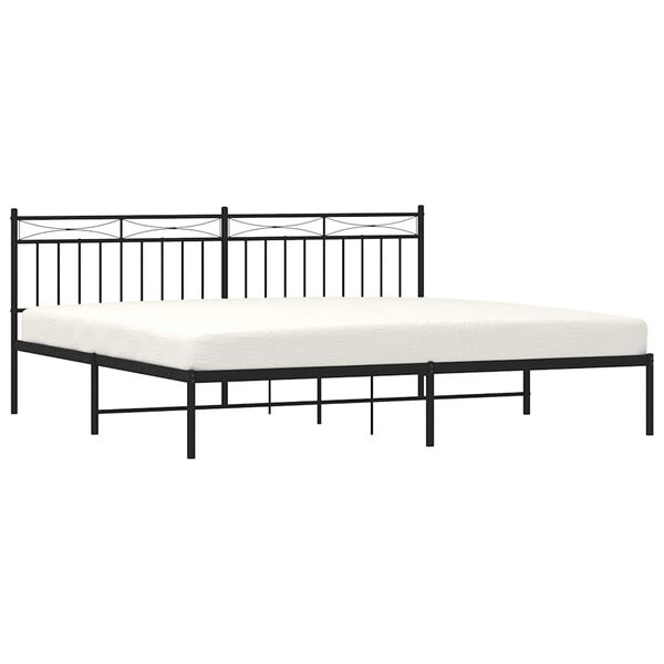 vidaXL Metal Bed Frame without Mattress with Headboard Black 193x203cm