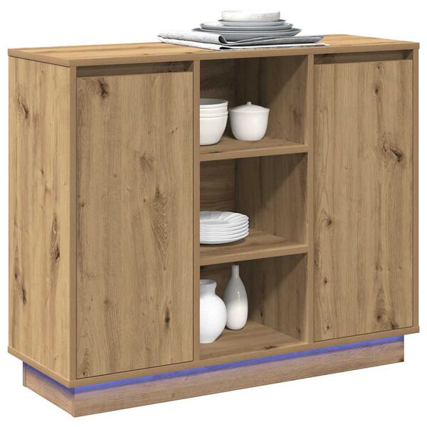 vidaXL LED Sideboard Artisan Oak 90 x 32 x 75 cm Engineered Wood