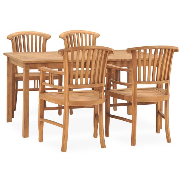 vidaXL 5 Piece Garden Dining Set Solid Teak Wood