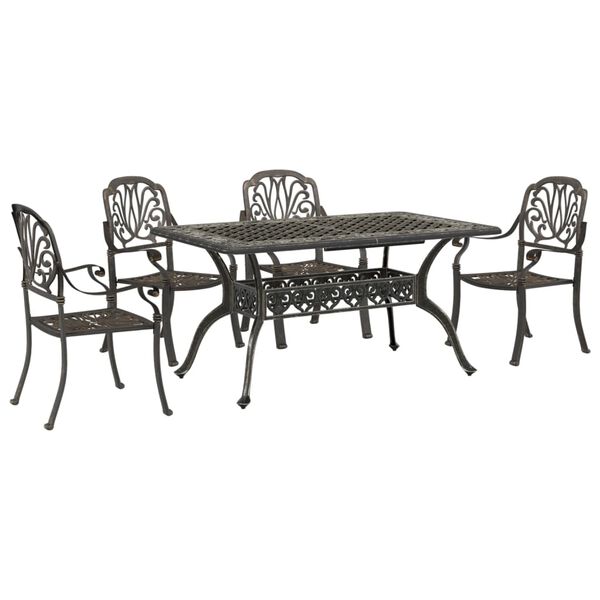 vidaXL 5 Piece Garden Dining Set Bronze Cast Aluminium