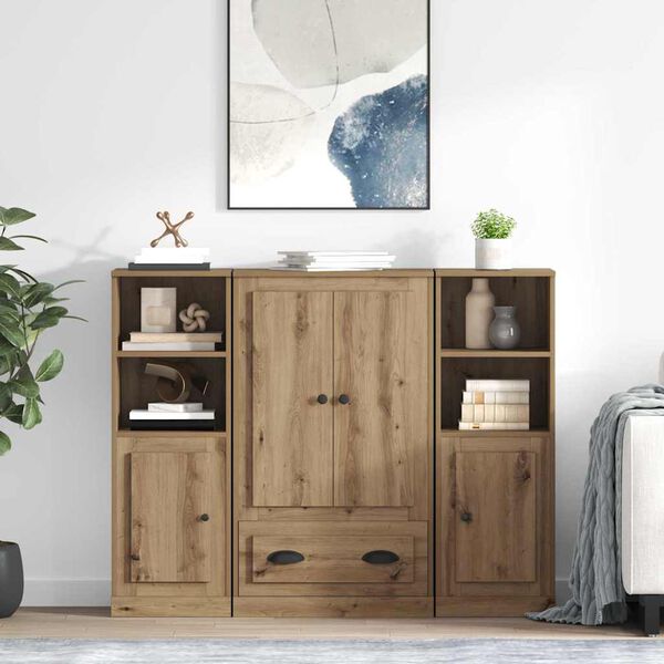 vidaXL Highboard with Drawer 3 pcs Artisan Oak Engineered Wood