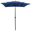 vidaXL 3-Tier Garden Parasol with Aluminium Pole Azure Blue 2x2 m