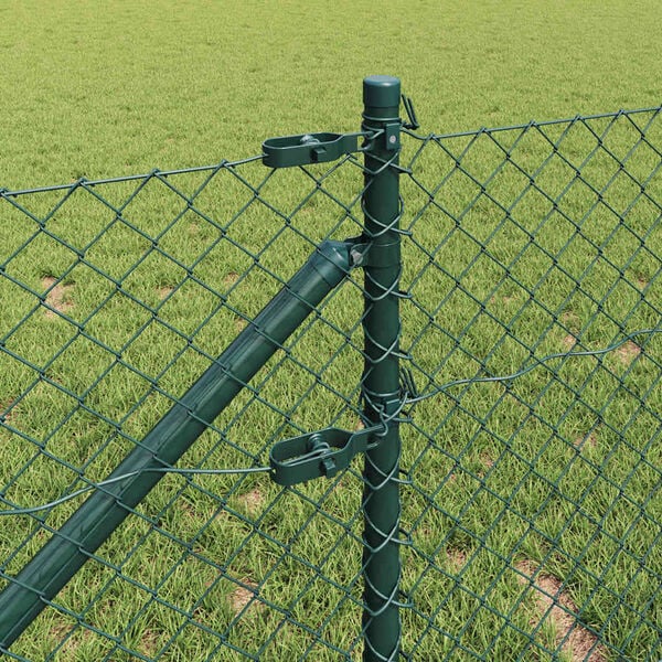 vidaXL Fence Post Green 25 x 0.4 m (60 x 60 mm mesh) Steel and PVC