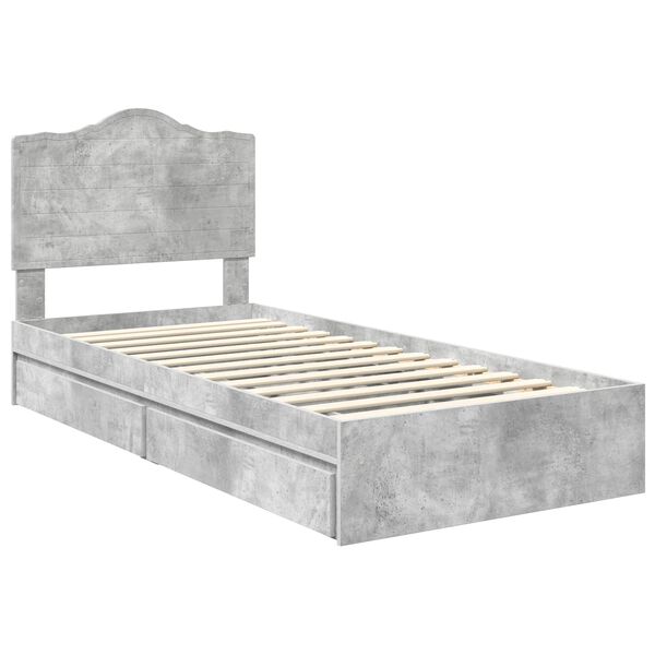 vidaXL Storage Bed Concrete Grey 75 x 190 cm Engineered Wood