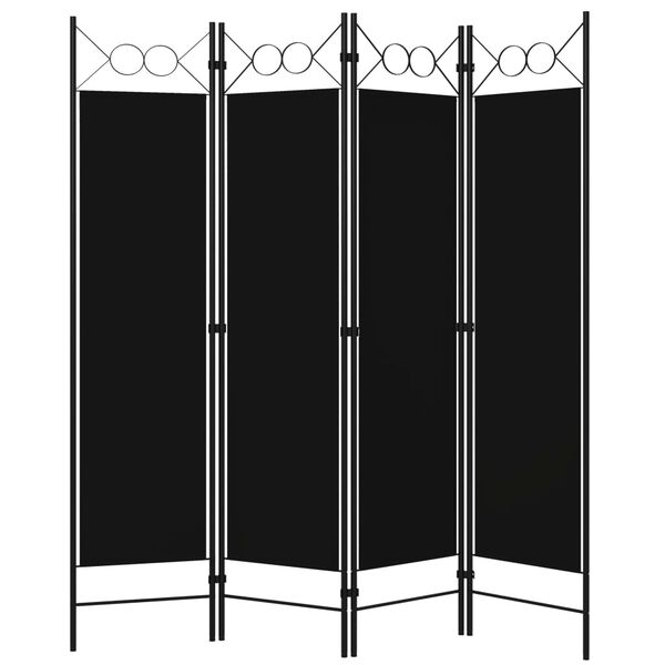vidaXL 4-Panel Room Divider Black 160x180 cm