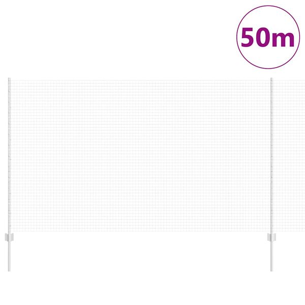 vidaXL Fence with Post Silver 1.4 x 50 m Steel