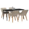 vidaXL Garden Dining Set with Cushion 5 pcs Light Grey Poly Rattan