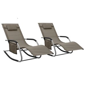 vidaXL Sun Lounger | Set of 2 | Taupe and Grey | Textilene | Standard