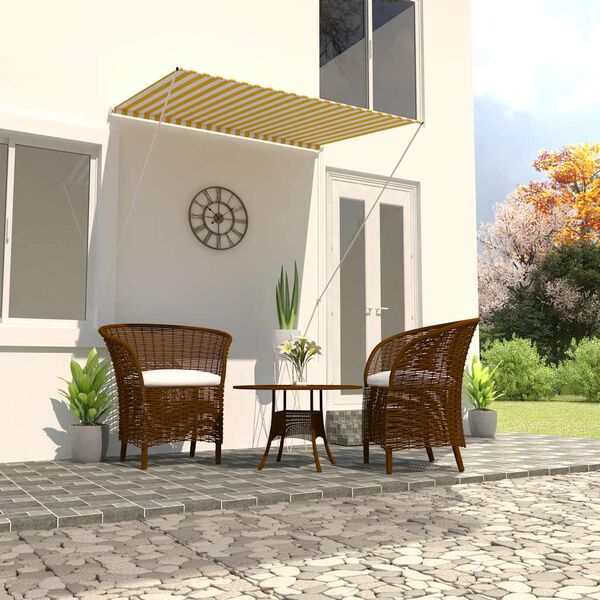 vidaXL Retractable Awning 150x150 cm Yellow and White