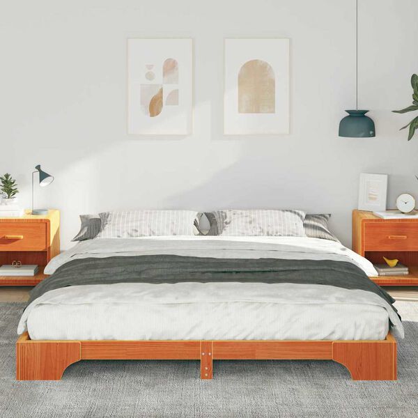 vidaXL Bed Frame Brown 200 x 220 cm Solid Pine Wood
