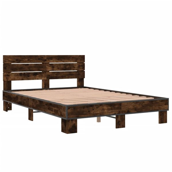 vidaXL Bed Frame without Mattress Smoked Oak 135x190 cm Double